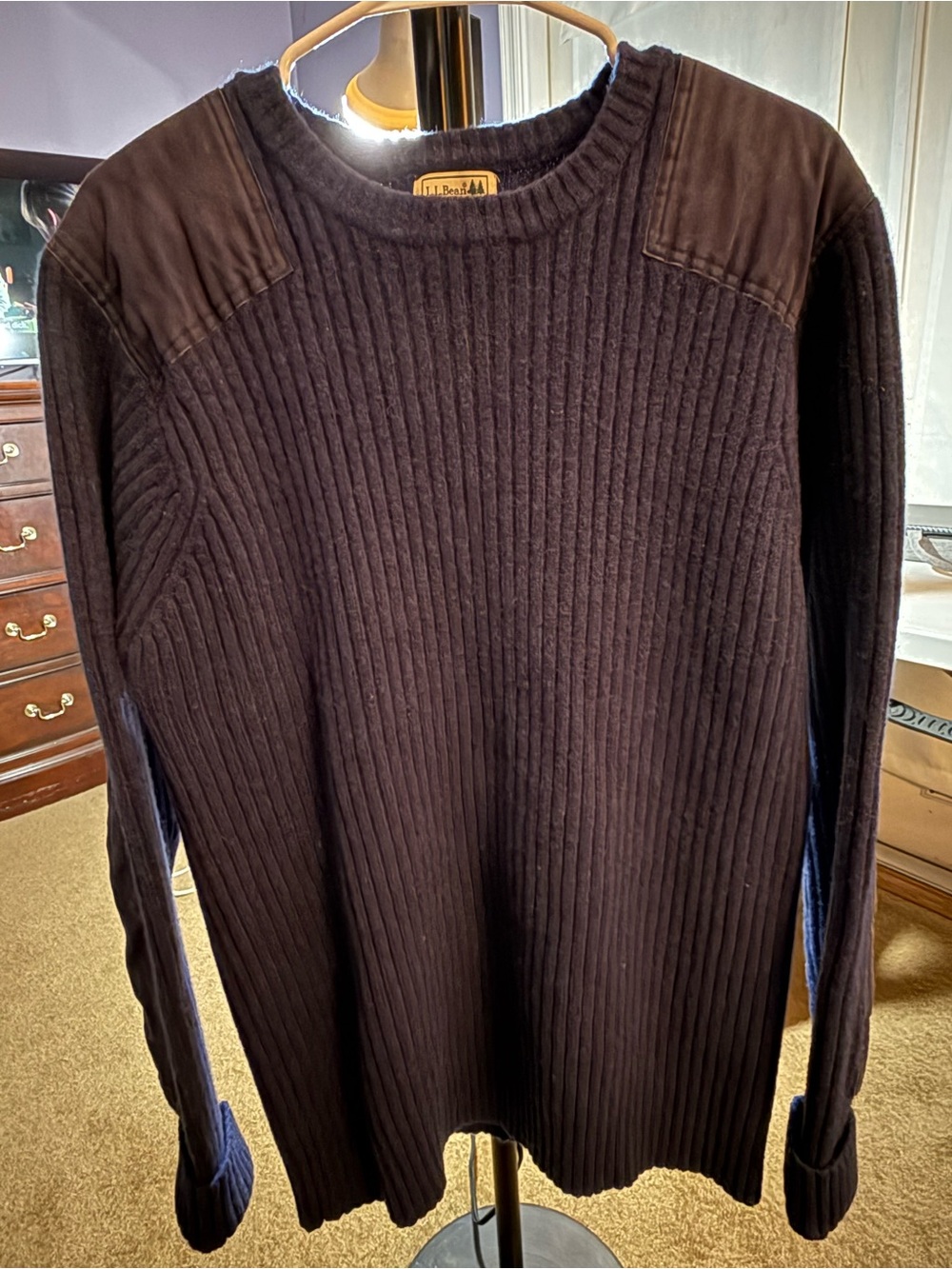 LL Bean Men's Ribbed Dark Blue Sweater XXL